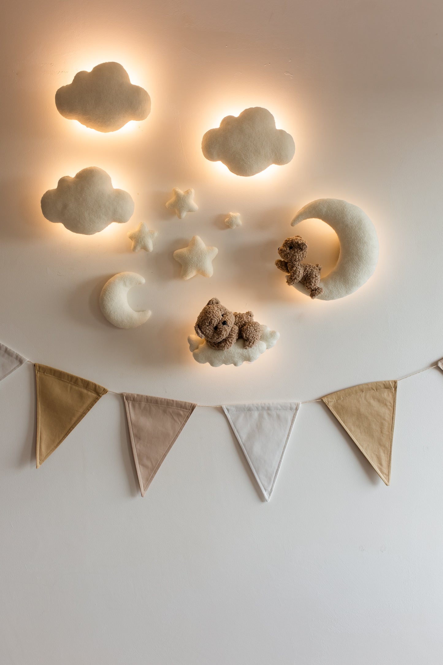 Wall soft light set bear clouds moon nursery decor