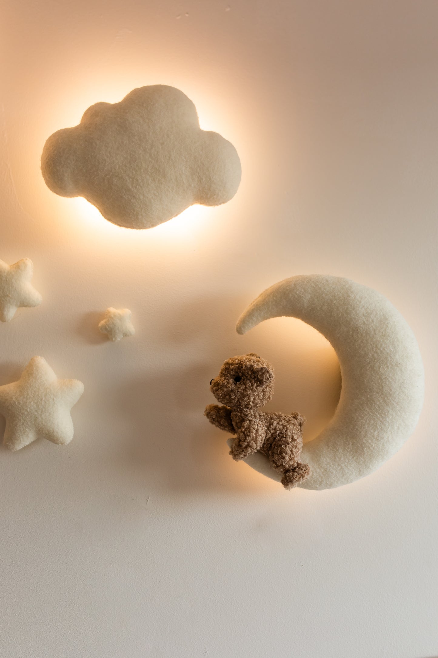 Wall soft light set bear clouds moon nursery decor