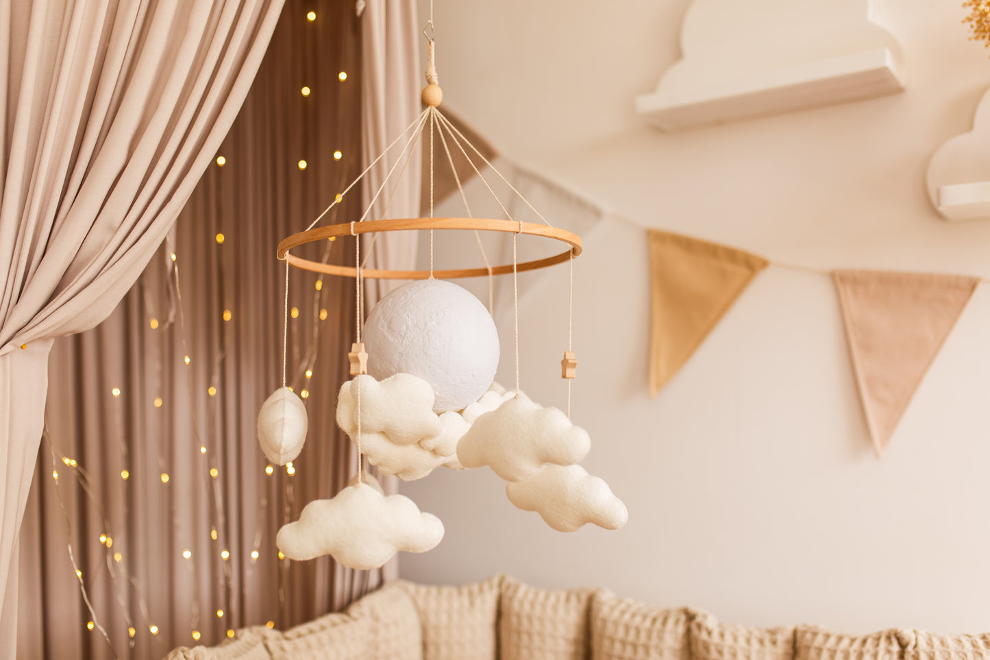 Nursery night light baby crib mobile