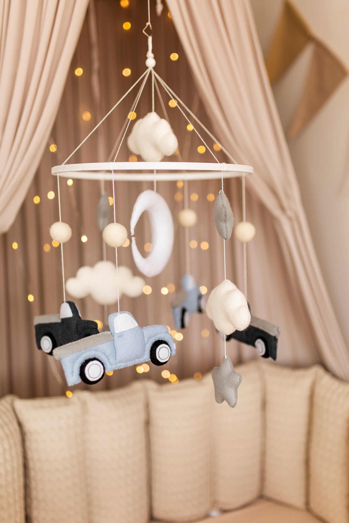 Felt Car Baby Mobile: Transport Nursery Decor