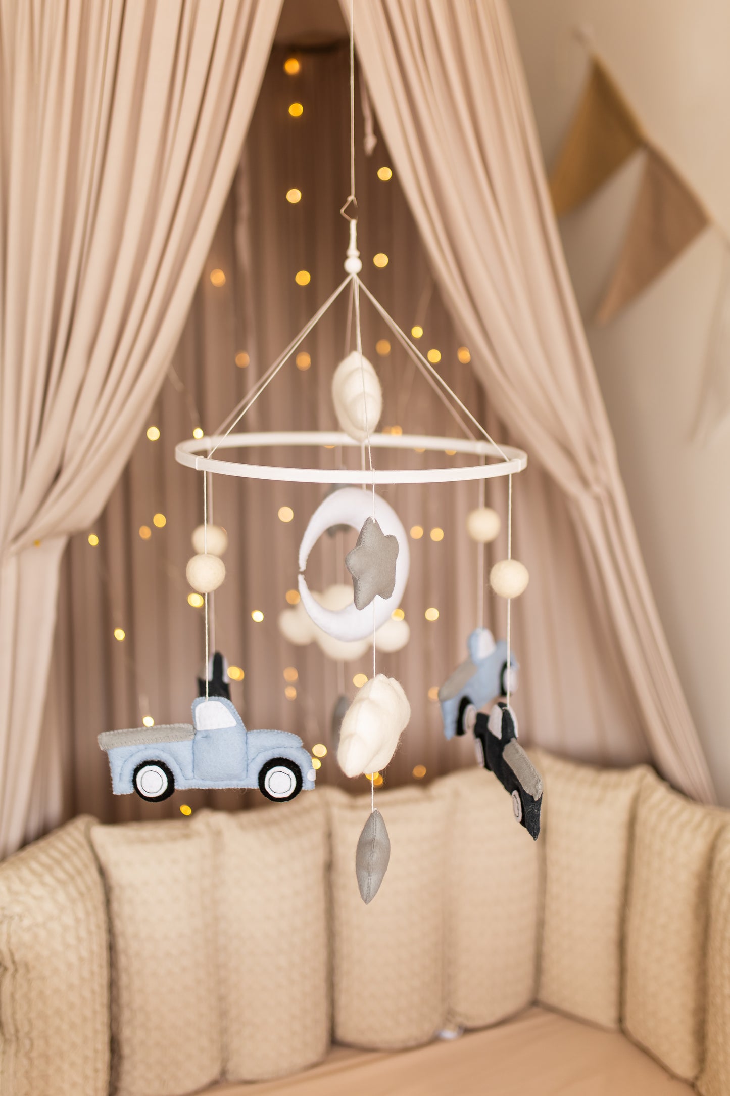 Felt Car Baby Mobile: Transport Nursery Decor