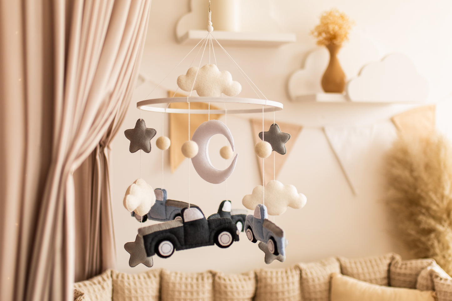 Felt Car Baby Mobile: Transport Nursery Decor