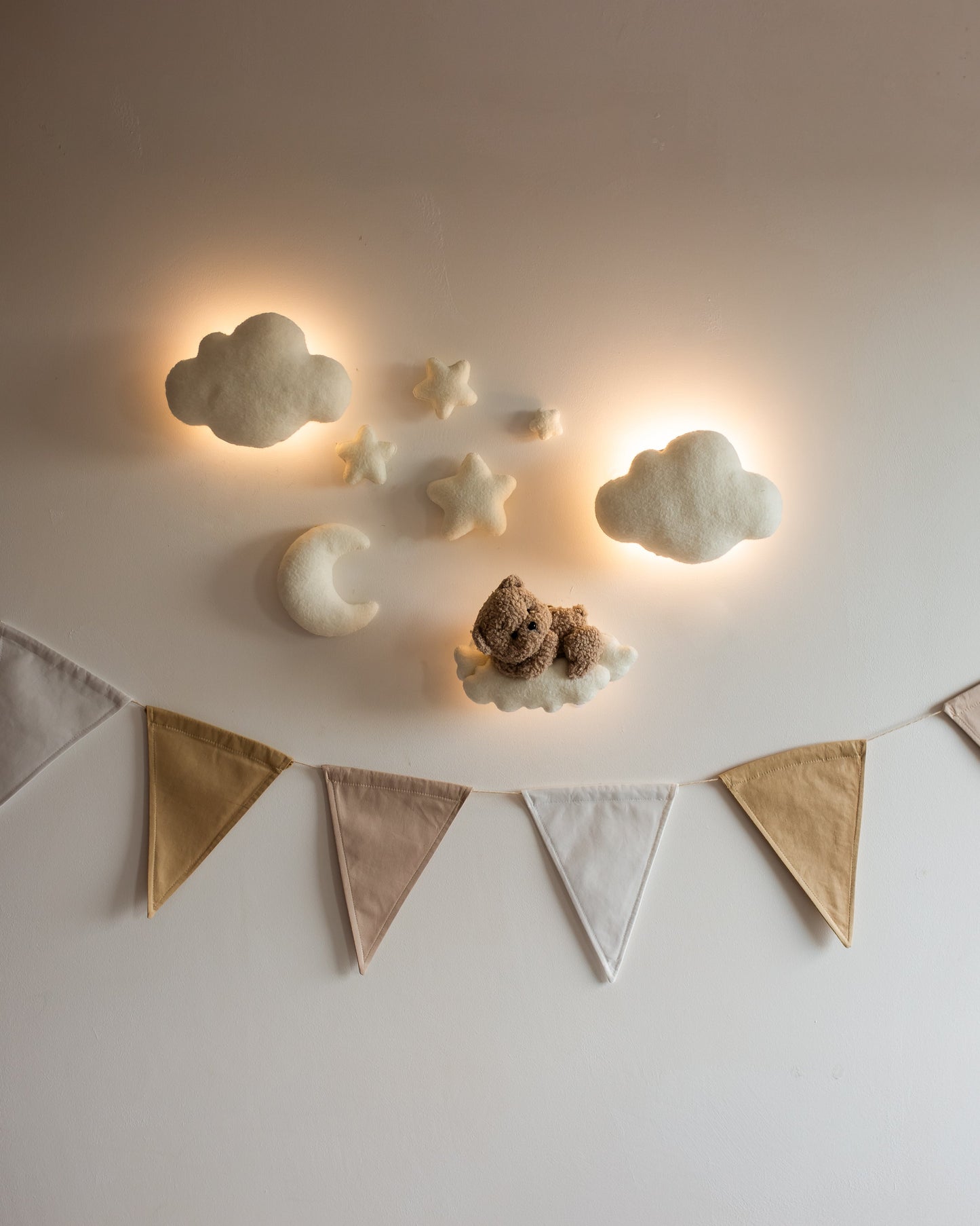 Wall soft light set bear clouds moon nursery decor