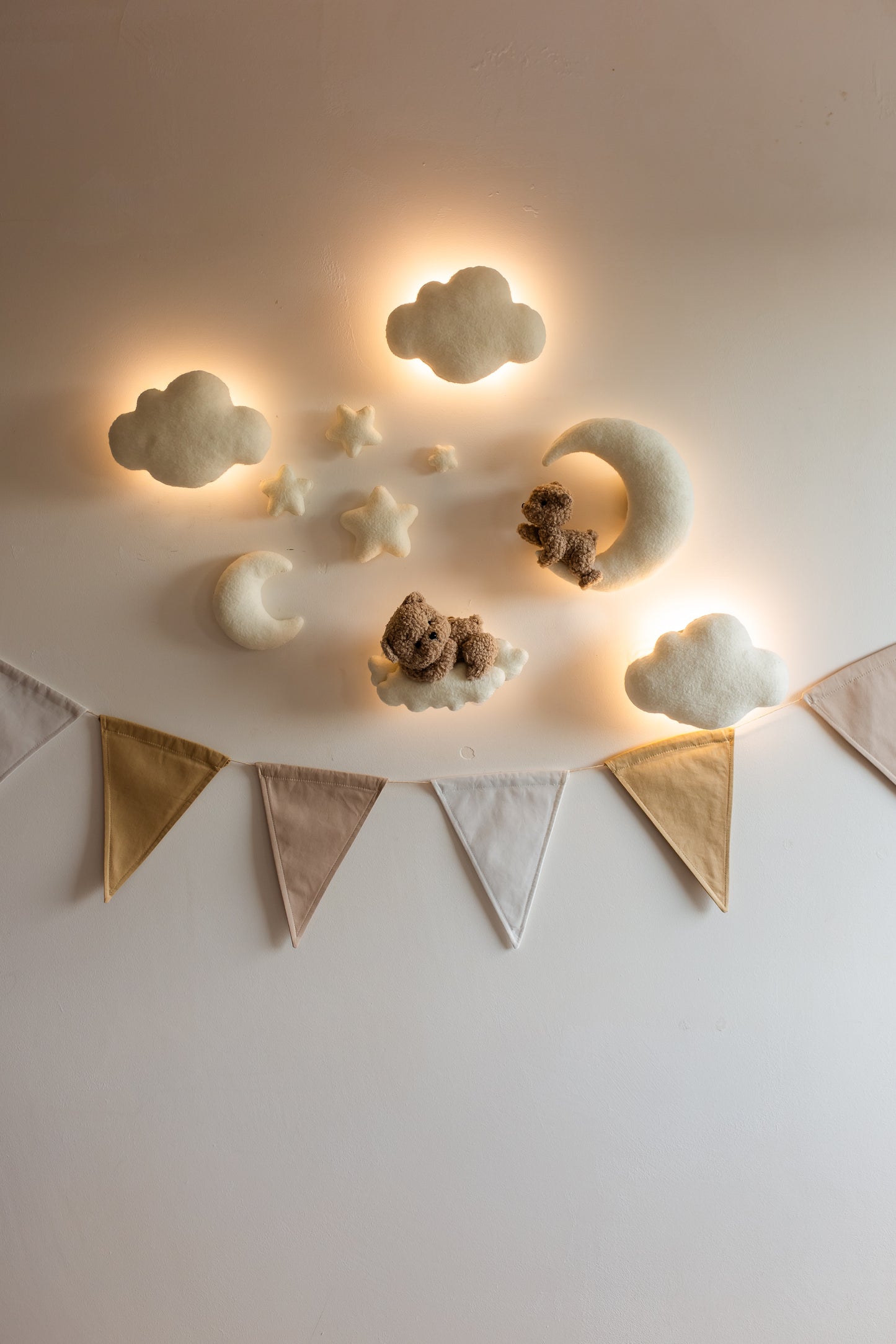 Wall soft light set bear clouds moon nursery decor