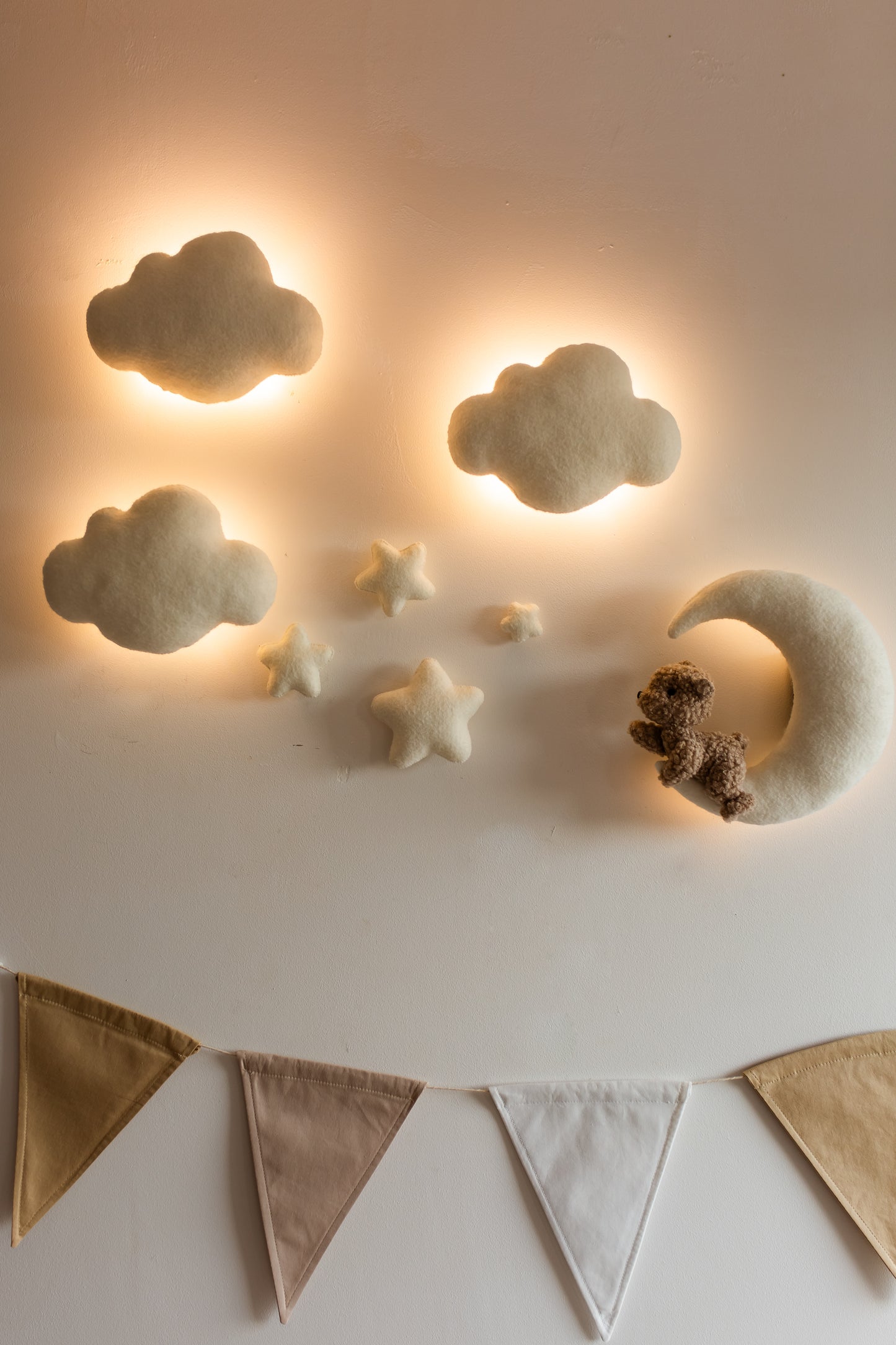 Wall soft light set bear clouds moon nursery decor