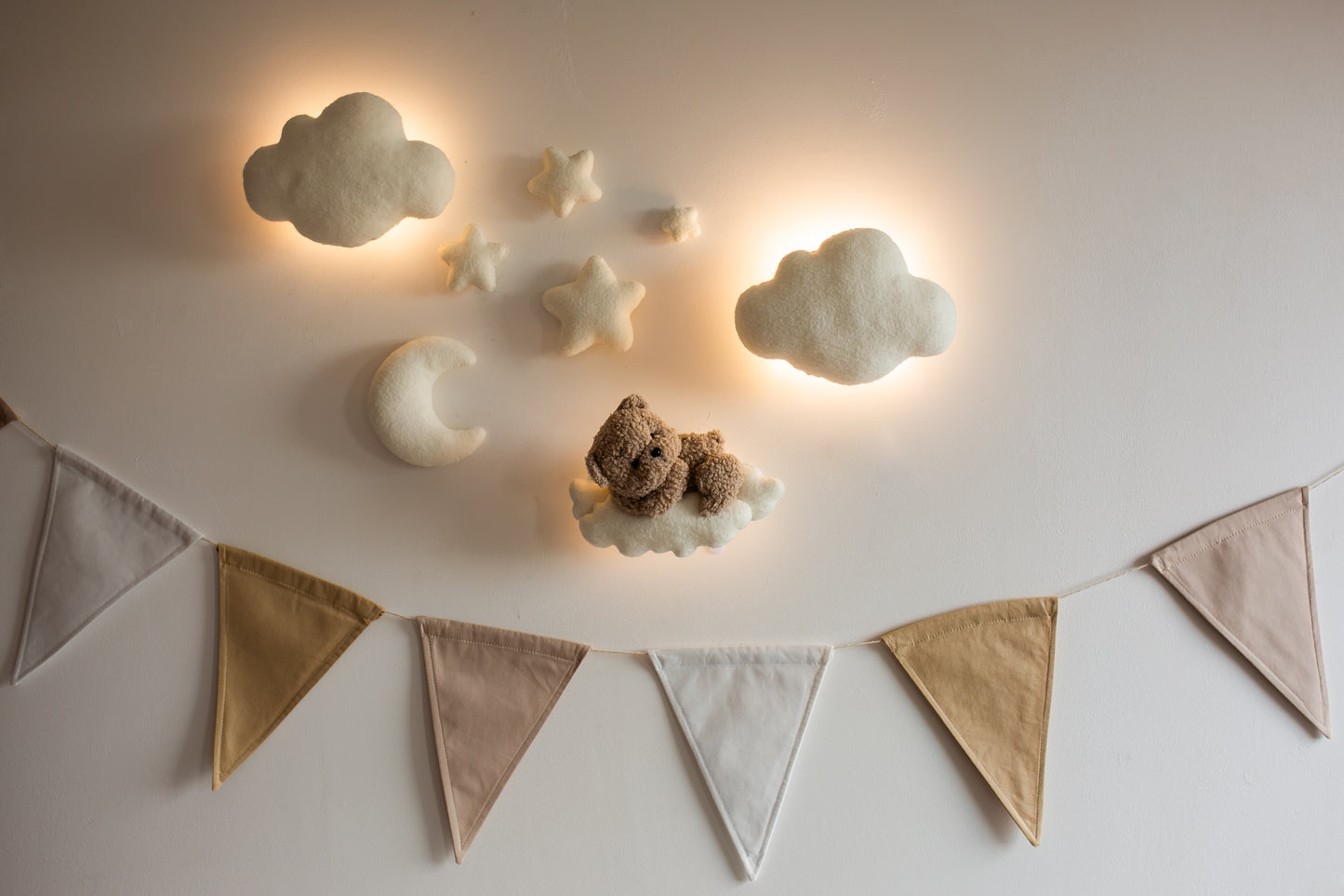 Wall soft light set bear clouds moon nursery decor