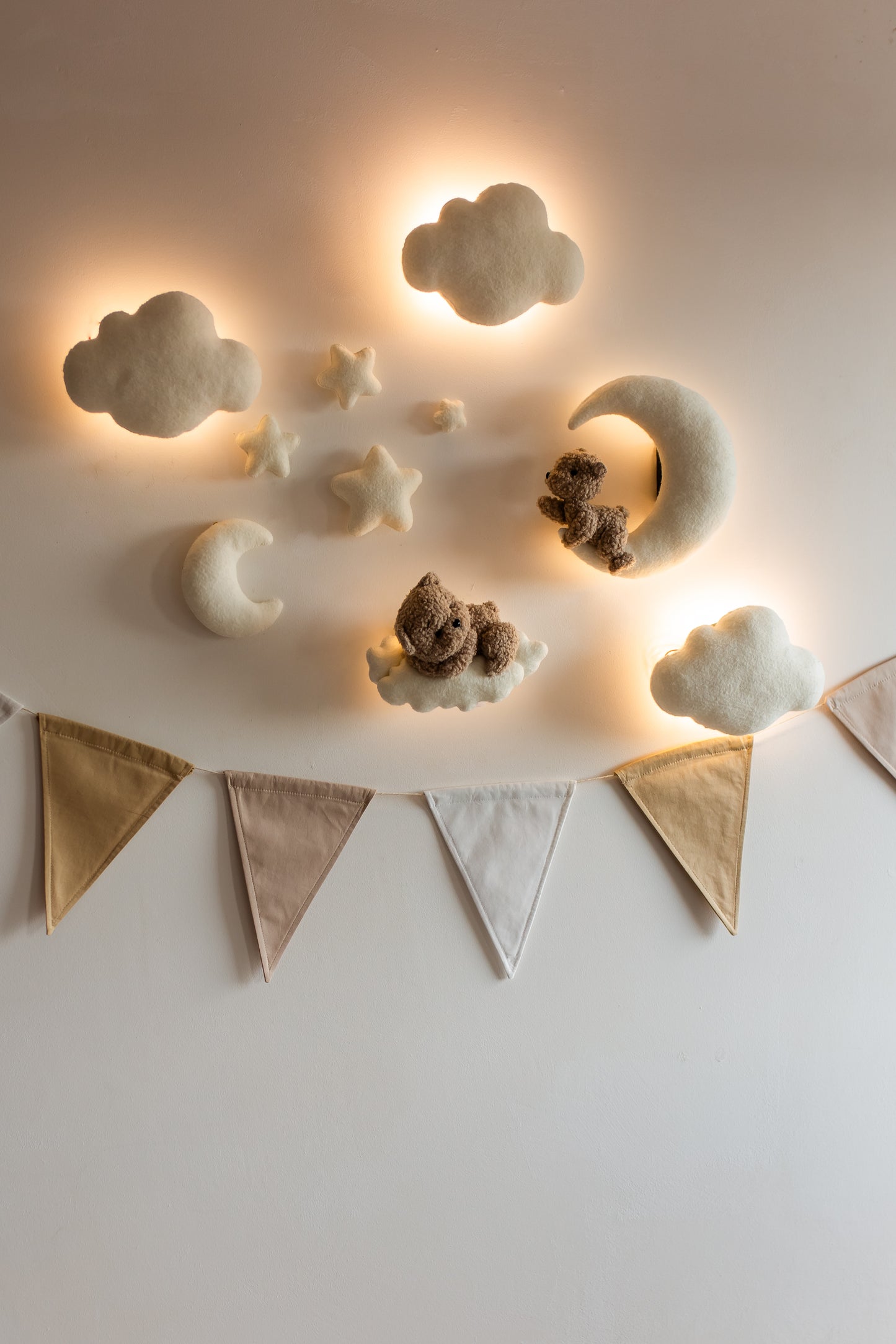 Wall soft light set bear clouds moon nursery decor