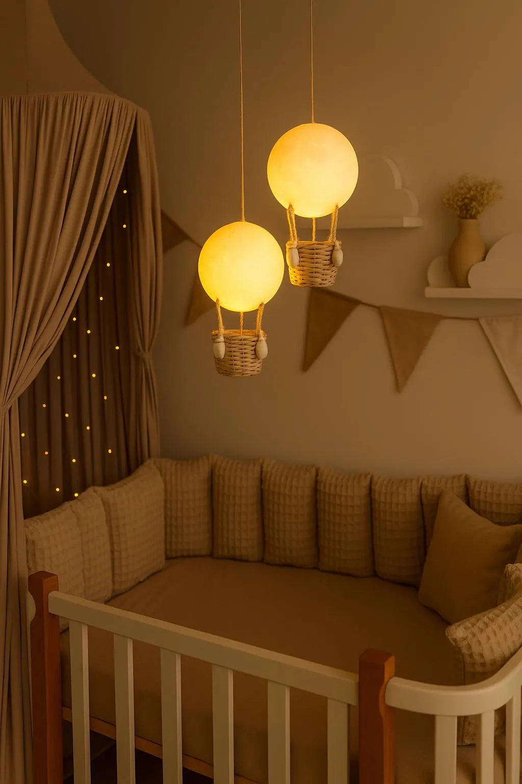 Hot air balloon Moon Night Light Nursery Lamp Baby Room  Decor